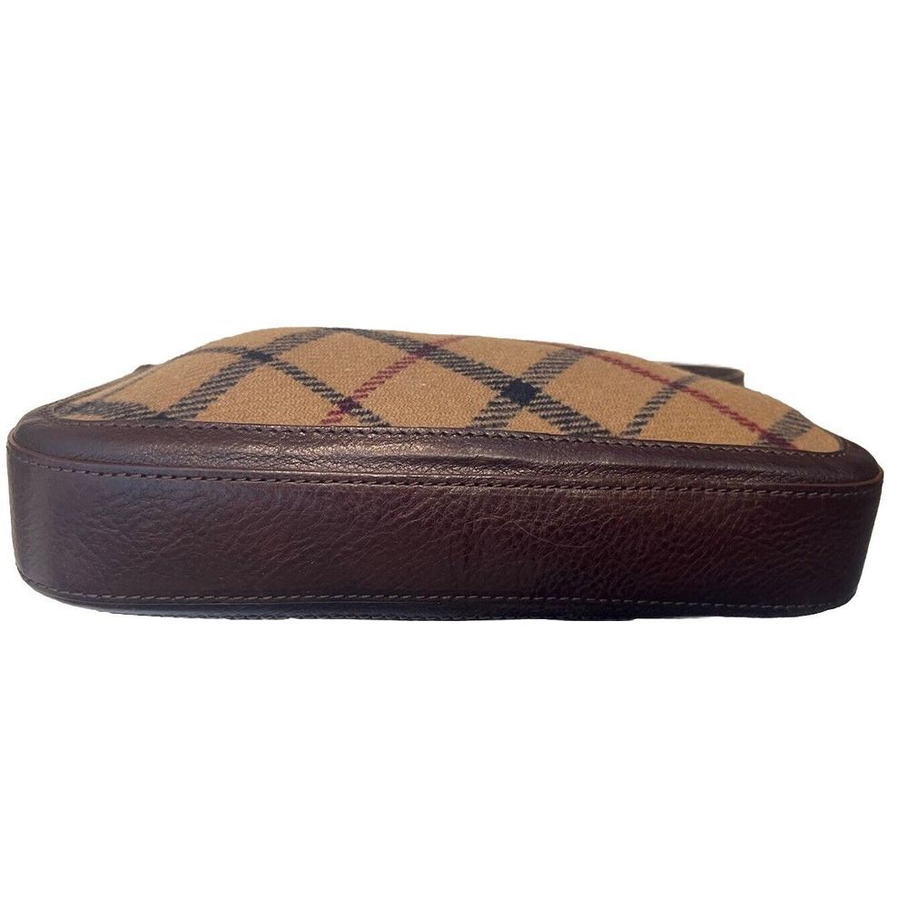 Vintage Brooks Brothers Beige Plaid Italian Leather Baguette Shoulder Bag - Picture 6 of 8